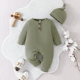 thumbnail image 2 of LAPAKIDS Baby Boy Clothes Outfit Set,Solid Long Sleeve Baby Boy Romper Jumpsuit with Hat for 9-12 Months, 2 of 8