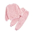 thumbnail image 4 of TiaoBug Kids Girls Boys Winter Thicken Warm Flannel Thermal Underwear Set Pink 9-10, 4 of 7