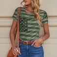 thumbnail image 4 of Cauagu Jungle Green Camo USA Flag Women's Crew Neck Round Short Sleeve T Shirts Tops Bodysuit Daily Jumpsuit-X-Large, 4 of 7