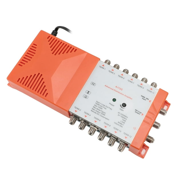 Tv Antenna Amplifier, Adjustable Gain, A112C 4G LTE Low Noise 1 Input 12 Outputs For Connecting Multiple Televisions