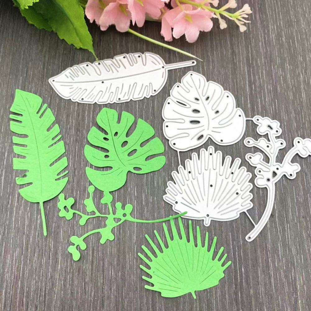 FADACAI 8 Pcs Leaf Shape Cutting Dies Multi Grasses DIY Embossing Moulds 3D Plant Stencil Template Metal Cut Dies for Scrapbook Album Paper Card Dies DecorationTree Leaves Mold for Art Craft Gift 