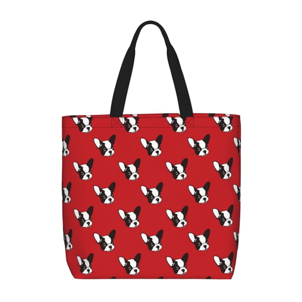 Balery Bulldog Red Bolsa de Mano para Mujeres con Cremallera, Bolsa de Gimnasio con Compartimentos, Bolsa para Laptop, Bolsa para Trabajo