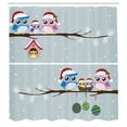 thumbnail image 3 of Ambesonne Owl Shower Curtain, Owls with Santa Hats, 69"Wx84"L, Grey, 3 of 5