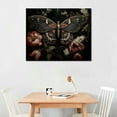 thumbnail image 2 of Gothic Moth Wall Art Vintage Gothic Canvas Dark Academia Prints Plants Poster Vintage Insect Pictures Dark Butterfly Print Moth Artwork Dark Flower Painting - 20x16 Inch, 2 of 3