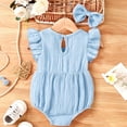 thumbnail image 4 of Glisme Girls Onesies 0-3 Months Sleeveless Solid Color Romper Round Neck Jumpsuit Classic Clothes Blue, 4 of 7