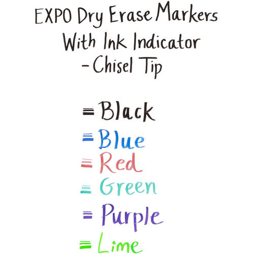 EXPO Dry Erase Markers with Ink Indicator, Chisel Tip, Black, 2 Pack