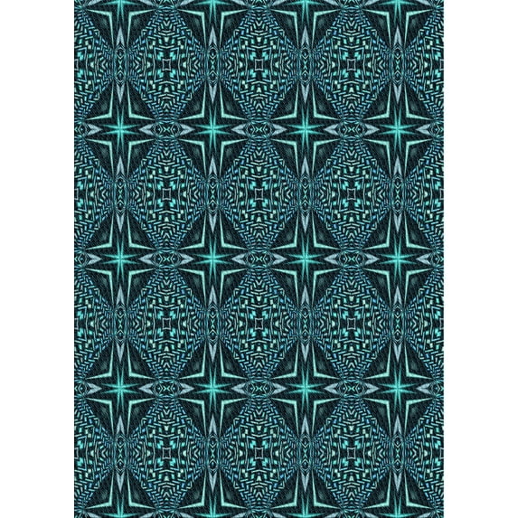 Ahgly Company Indoor Rectangle Patterned Deep Teal Green Area Rugs, 2' x 5'