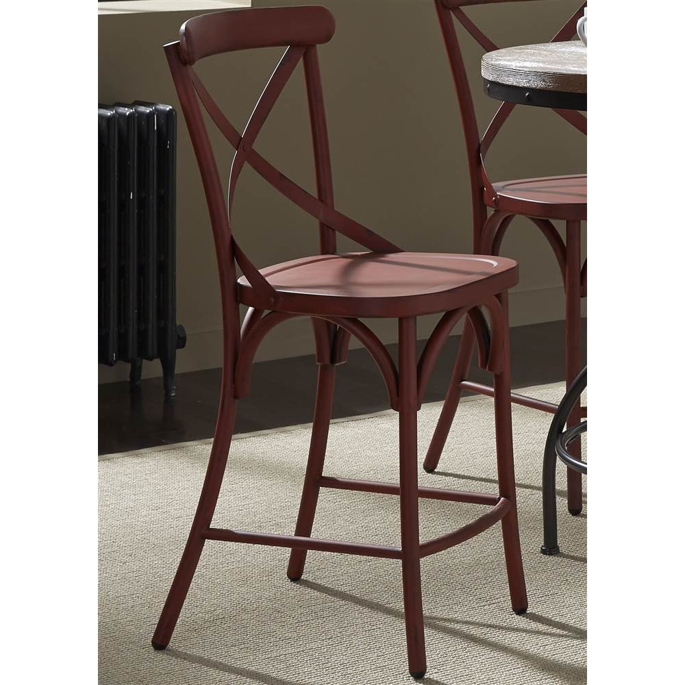 X Back Counter Stool In Red Set Of 2