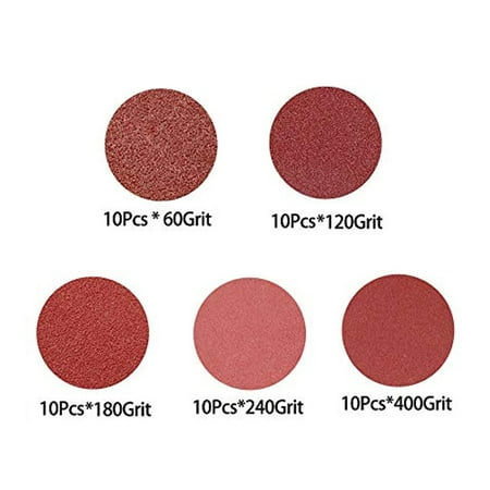 

50pcs 5 Inch 8 Hole Hook And Loop Sanding Discs Sandpaper 60 120 180 240 400 Grits Sand Paper For Random Orbital Sander