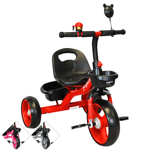 Triciclo para Niños con Timbre y Espejo Ruedas de Eva Canastas Trasera y Delantera Apto a partir de 2 Años Soporta hasta 20 kg - Rojo