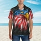 thumbnail image 2 of Balery Eagle Head With American Flag Camisas hawaianas de manga corta para hombre, camisas playeras de corte holgado, camisas de vacaciones con botones,Medium, 2 of 7
