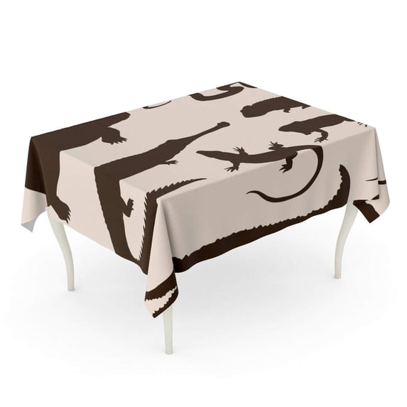 LADDKE Lizard of Reptiles and Amphibians Silhouettes Crocodile Snake Iguana Tablecloth Table Desk Cover Home Party Decor 52x70 inch