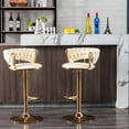 thumbnail image 6 of 2 Cream Bar Stools with Golden Legs, Swivel & Mechanical Lifting - Good for Outdoor Bars, 6 of 6