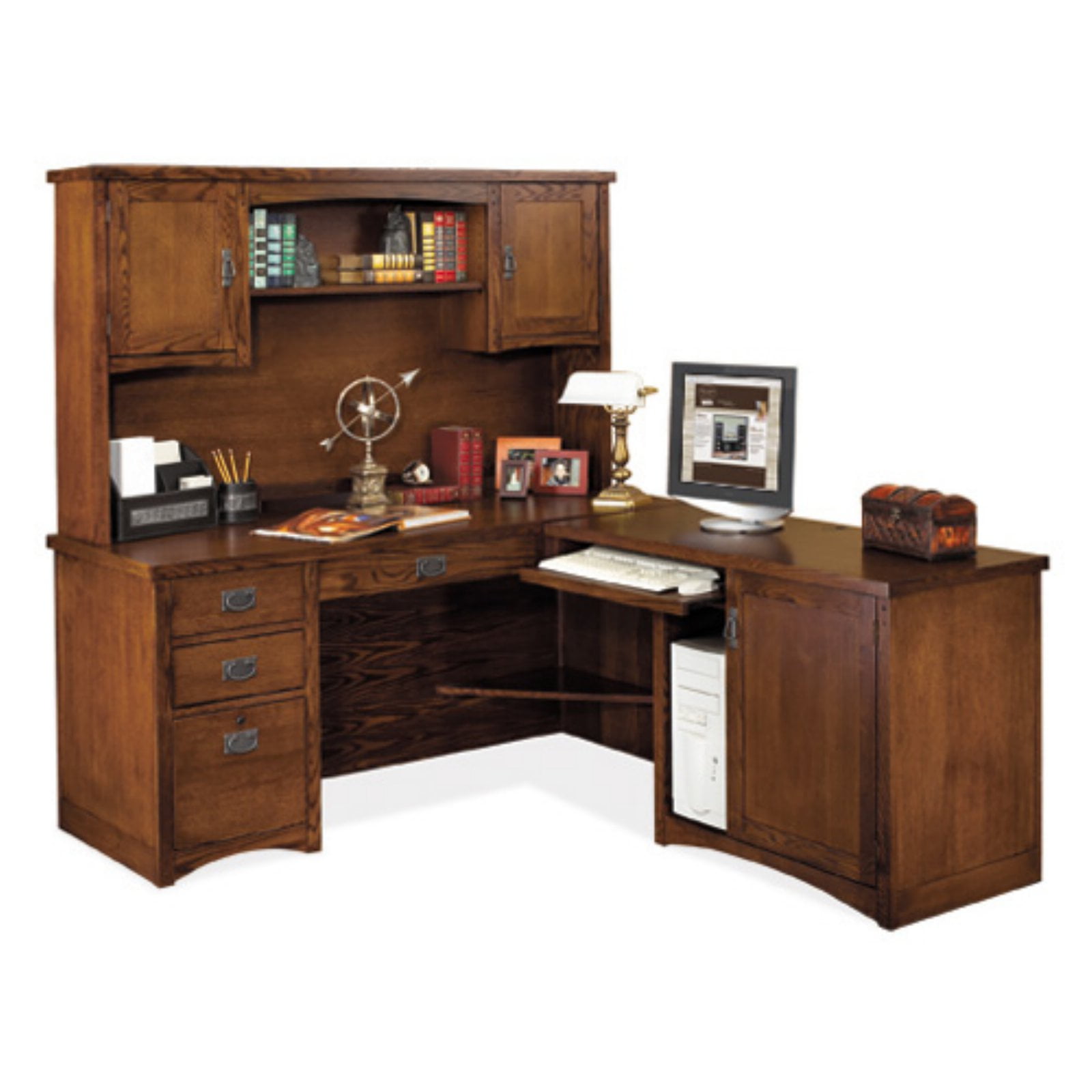 Martin Furniture Mission Pasadena LShaped Desk with Optional Hutch