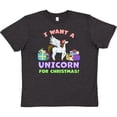 thumbnail image 3 of Inktastic I Want a Unicorn for Christmas with Presents Youth T-Shirt, 3 of 5