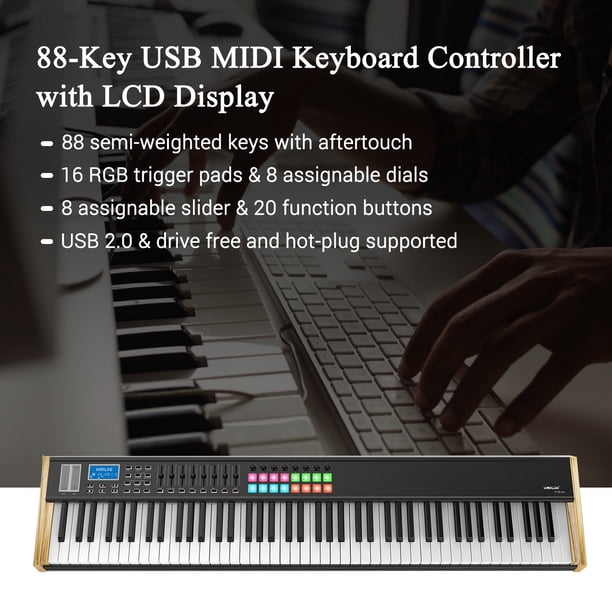 WORLDE P-88 Pro Controlador de teclado MIDI USB de 88 teclas Pantalla LCD