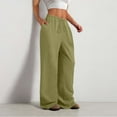 thumbnail image 6 of BODOAO Womens Wide Leg Sweatpants Casual High Waist Baggy Track Pants Loose Fit Drawstring Palazzo Lounge Pants Solid Casual Pants Straight Leg Lightweight Loose Trousers with Pockets Green L, 6 of 8