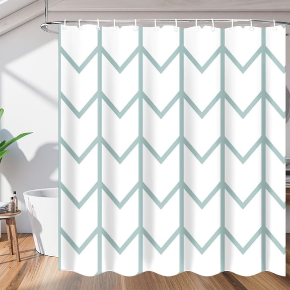 Chevron Stripe Shower Curtain for Bathroom Shower Curtain Set with 12 Hooks Waterproof Fabric Bath Curtain for Bathtub Restroom Decor, 72 X 72 in