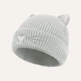 thumbnail image 6 of Baby Knit Beanie Cat Ear, Toddler Newborn Winter Warm Cute Ears Love Heart Embroidered Infants Cap, Gray 0-6 Months, 6 of 8