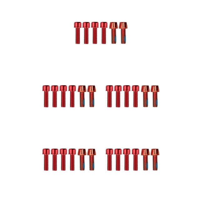 fastboy Lot de 6 Vis de Potence de Vélo en Acier Inoxydable Montage Hexagonal avec Accessoires de Rondelle Rouge M5x4+M6x2 5Ensemble