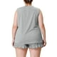 thumbnail image 3 of Conjunto de pijama de 2 piezas para mujeres de tallas grandes Agnes Orinda para el Día de la Madre, cómodo, con volantes, sin mangas, top de tanque con pantalones cortos 2X gris, 3 of 6
