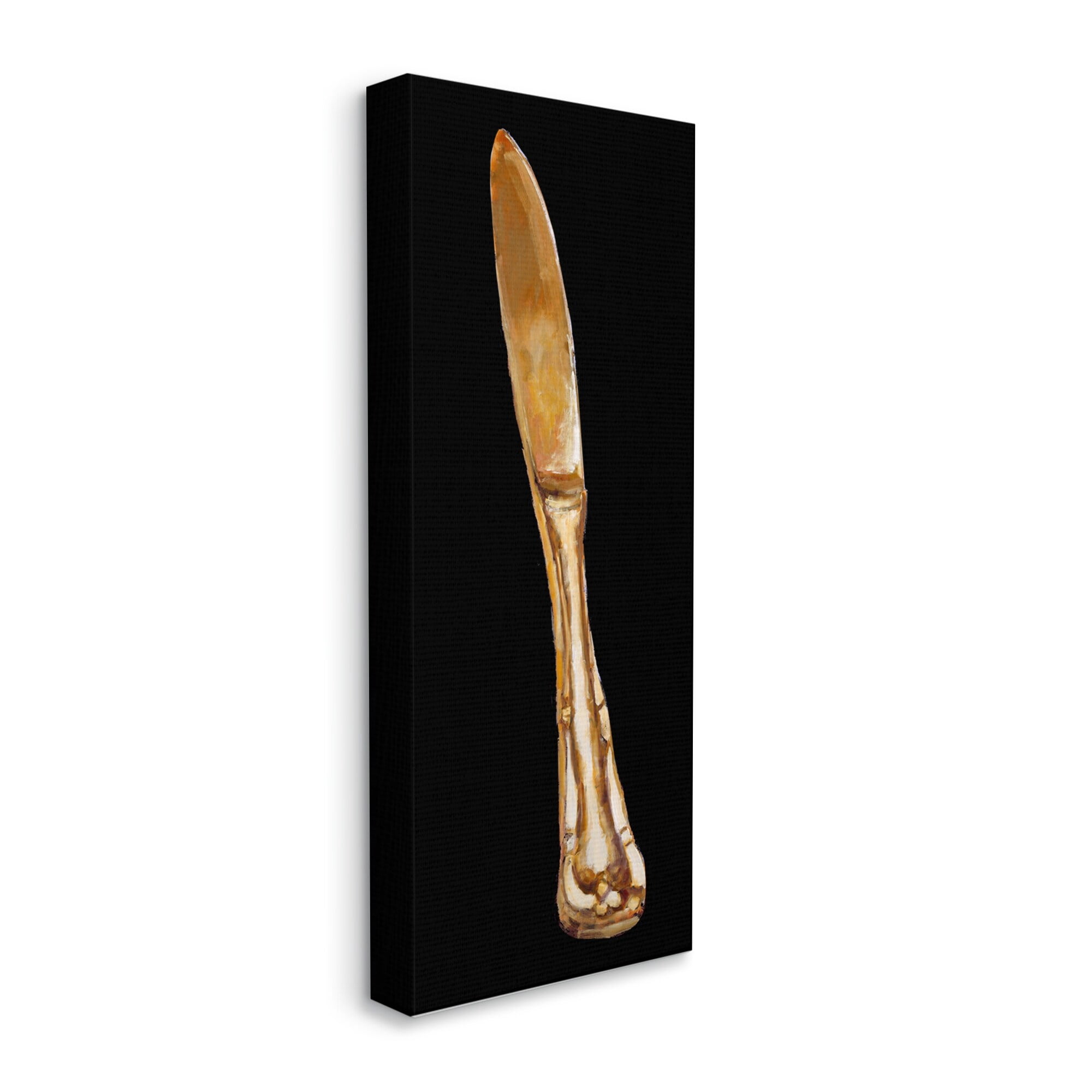 Stupell Industries Gleaming Silverware Cutlery Painting Black Background Painting Gallery Wrapped Canvas Print Wall Art, Design by Adolf Llovea