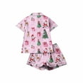 thumbnail image 7 of ZHYou Women's Christmas Pajama Sets Short Sleeve Shorts Sleepwear Loungewear Christmas Print Colorful Soft Comfortable Breathable Festive Holiday Pajamas Sets,Pink,Size M, 7 of 7