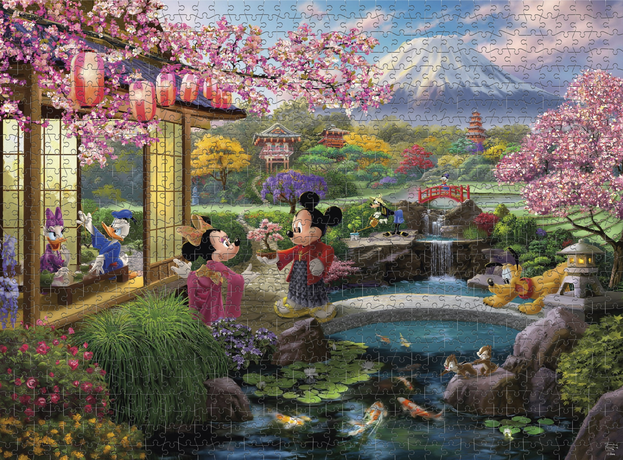 Ceaco Thomas Kinkade Mickey and Minnie in Japan 1000-Puzzle à pièces emboîtables pour adultes de tous âges 14+