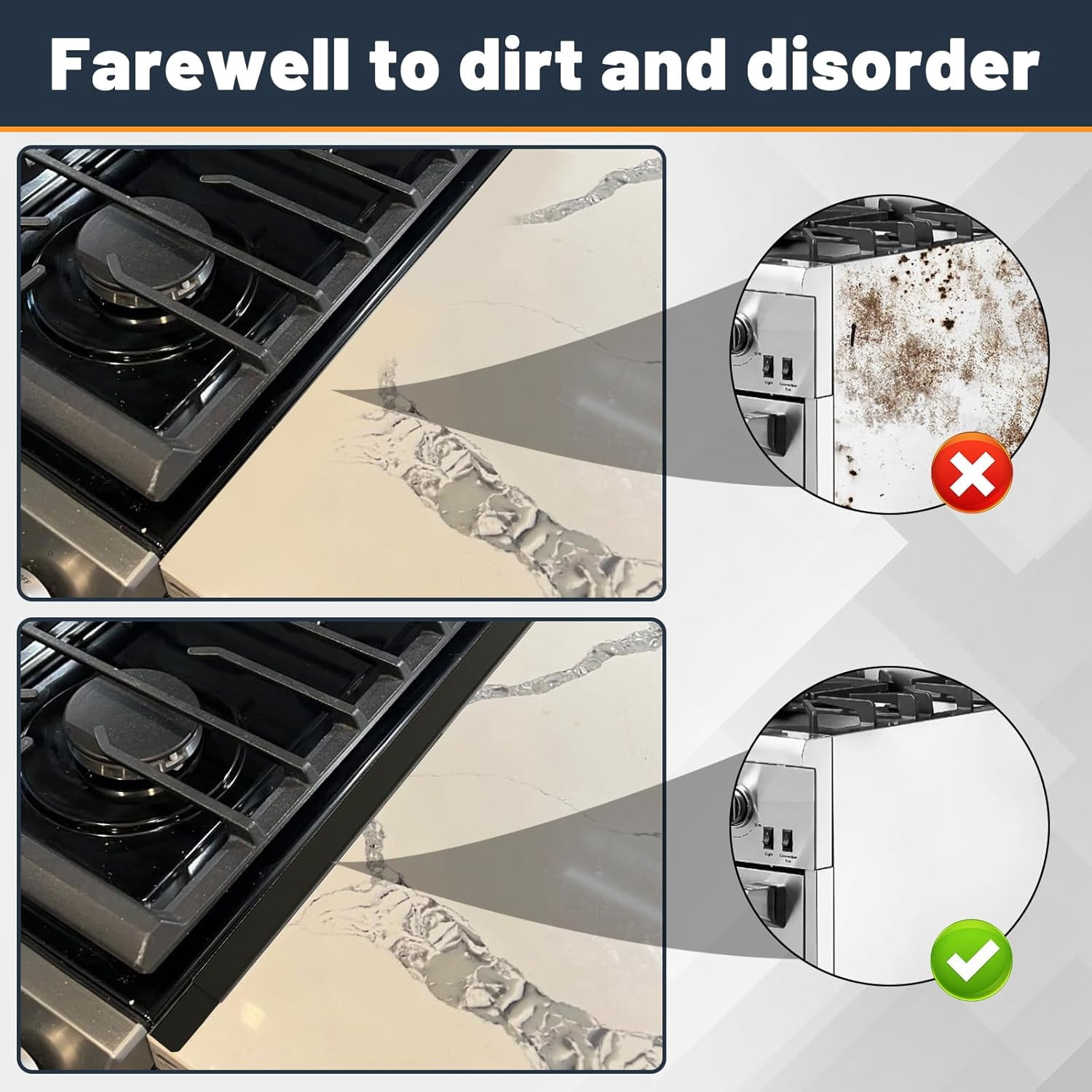 Navellon Stove Gap Covers Stainless Steel, Adjustable 13.8-27.5 In(2 Pack), Heat Resistant, Gas Stove Side Gap Protector (Matte Black)