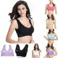 thumbnail image 5 of Women Front Cross Side Buckle Bra Wireless Lace Breathable Bra Intimates Without Steel Ring, 5 of 5
