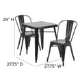thumbnail image 4 of Flash Furniture Commercial Grade 23.75" Square Black Metal Indoor-Outdoor Table Set with 2 Stack Chairs, 4 of 9