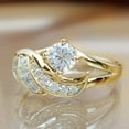 thumbnail image 1 of EIGTHTAIL Cubic Zirconic Angel Wing Shape Ring - Round Alloy Wedding Proposal Ring, 1 of 7
