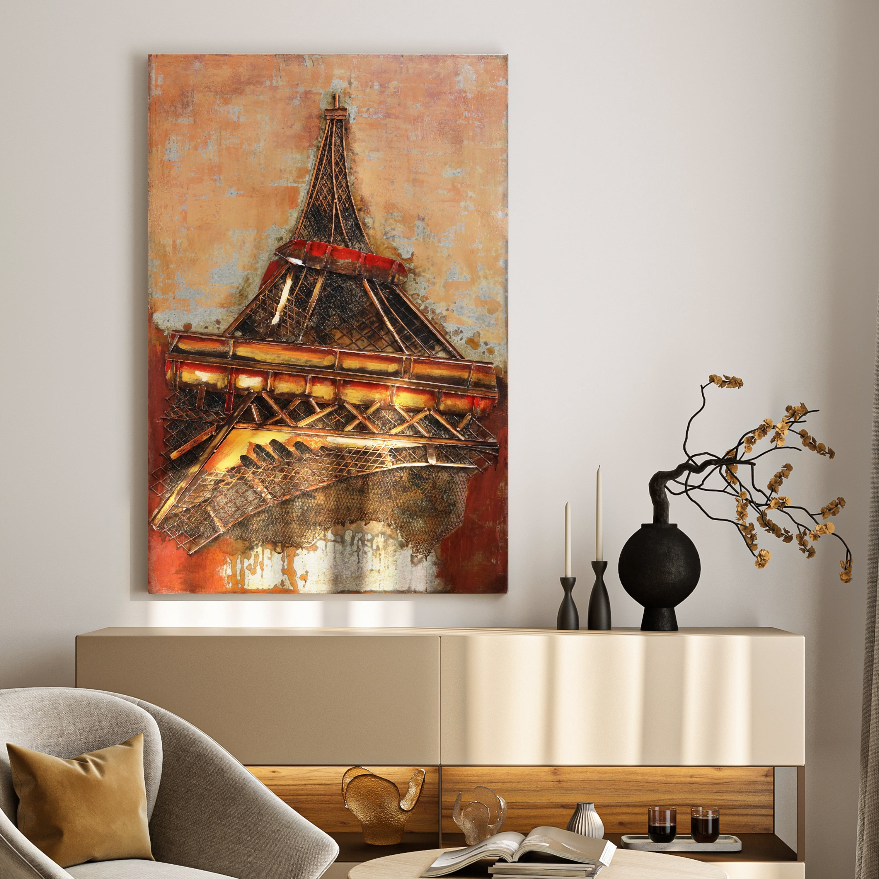 Empire Art "Eiffel Tower I" Mixed Media Iron Hand Painted 3D Wall Decor