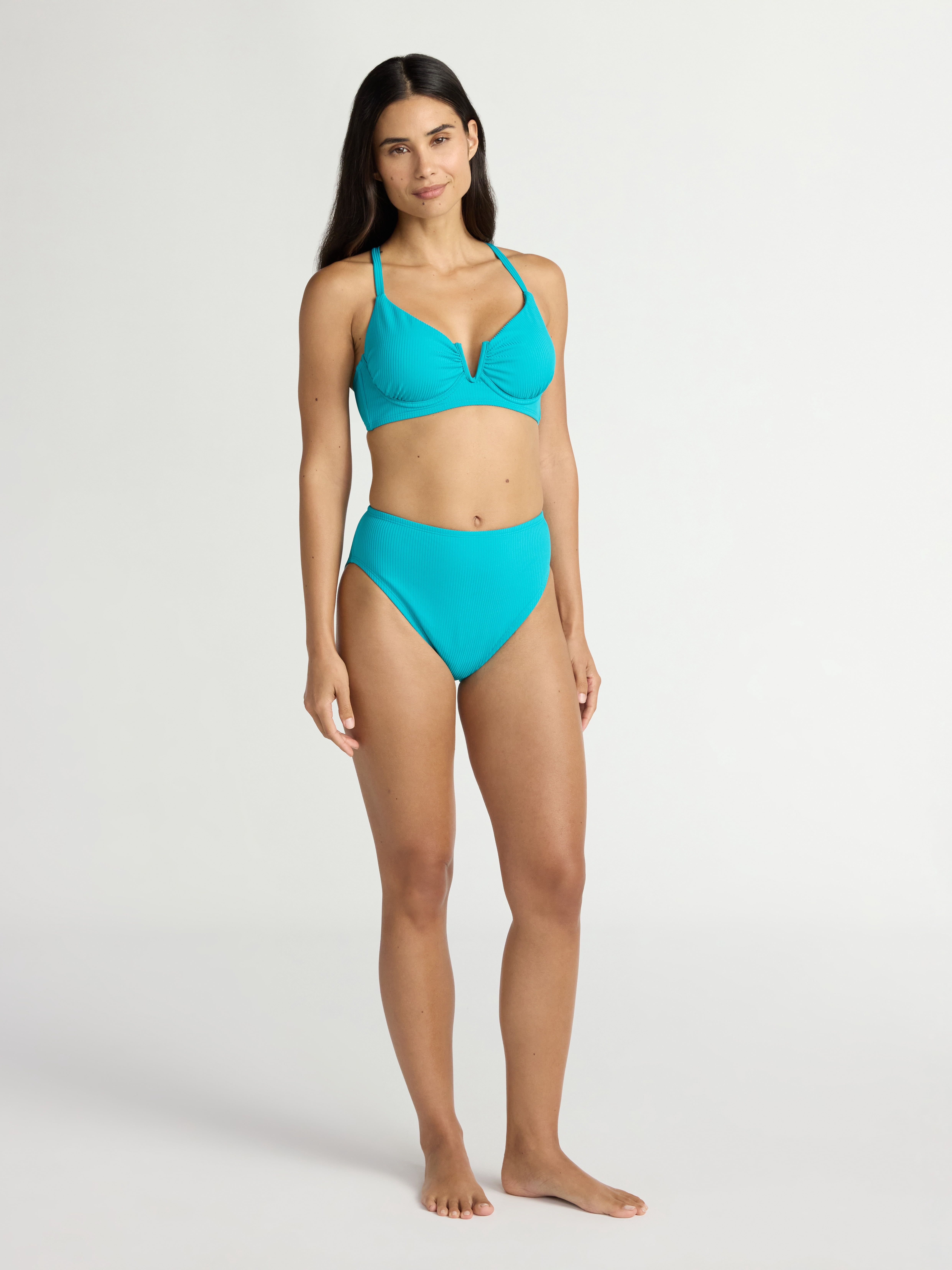 Time and Tru Women’s and Women's Plus Hi Cut High Rise Bikini Bottoms, Sizes XS-2X