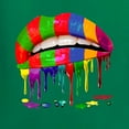 thumbnail image 3 of Wild Bobby, Colorful Painted Lip, Streetwear, Women Graphic Tee, Kelly, XX-Large, 3 of 5