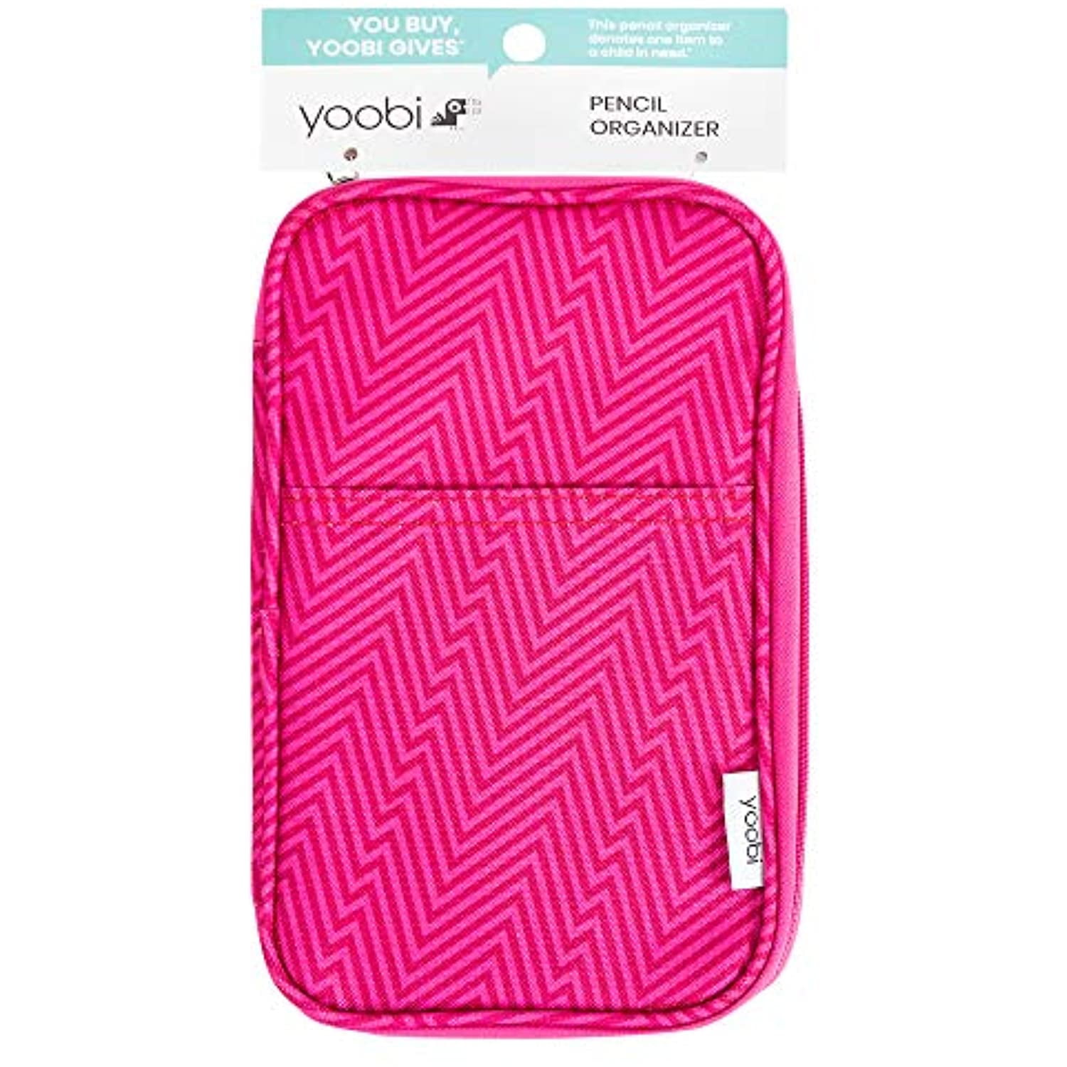 Yoobi Pencil Organizer Zipper Pouch Case Fun Pink Ziggy Design for
