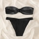 thumbnail image 4 of Trajes de baño Amzcrzy Tankini para mujer, trajes de baño, trajes de baño, bikini con control de abdomen para mujer, color sólido, moda, tirantes cruzados, conjuntos de bikini sin espalda, negro, M, 4 of 5