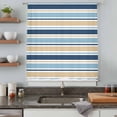 thumbnail image 5 of Blue Khaki Striped Sheer Curtains 54 Inches Long, Farmhouse Stripes Modern Abstract Art Light Filering Curtains, Breathable Simi Curtain Privacy Drapes for Kitchen Bathroom Small Window Treatment, 5 of 9