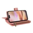 thumbnail image 4 of Allytech Zipper Pocket Case for iPhone 16, Flip PU Leather Wallet Cover with Card Slots & Hand Strap, Shockproof Kickstand Magnetic Buckle Protective Stylish Cover for iPhone 16, Pink, 4 of 11