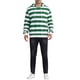 thumbnail image 2 of SUÉTER DE HOMBRE INSPIRE CHIC Sudaderas con Rayas con Bolsillo Frontal y Capucha con Cordón de Manga Larga 2XL Verde Blanco, 2 of 6