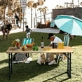 thumbnail image 3 of Gymax 5.5 Ft Outdoor Folding Wood Picnic Table Height Adjustable Metal Frame, 3 of 10