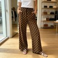 thumbnail image 2 of UAYOTSE Women Satin Dotted Home Pants Loose Straight Leg Casual Pants,Sizes XXL, 2 of 6