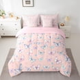 thumbnail image 3 of Feelyou Girly Pink Butterfly Twin Bedding Sets 7-Piece for Kids, Cherry Blossoms Floral Bedding Comforter Set, Fairy Tale Style Reversible Sheet Sets, Super Cozy Room Decor, 3 of 9