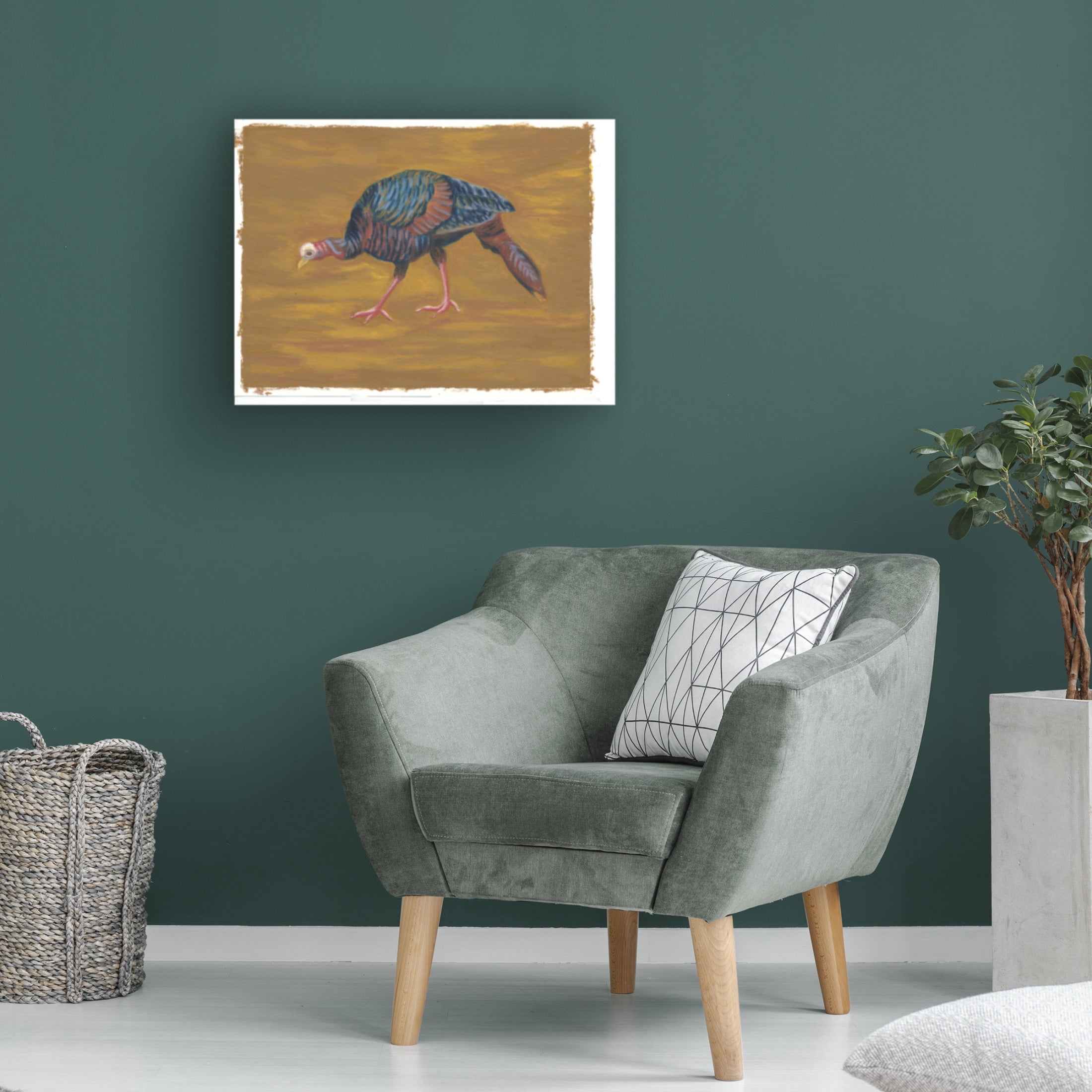 Canvas Wall Art - Andrea Strongwater 'Game Birds Turkey Girl' Wall Art for Living Room, Bedroom, or Office Décor by Trademark Fine Art - 24 x 18 Inches