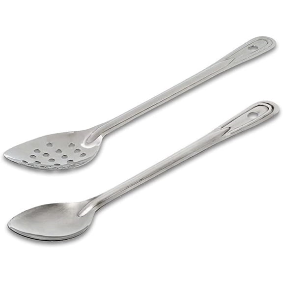 Truecraftware Set of Stainless Steel Serving Basting Spoon and Perforated Basting Serving Spoon - 13 Inches