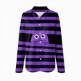 thumbnail image 4 of Godom Womens Halloween Shirt Cute Graphic Tee Long Sleeve Button Up Tops, 4 of 5