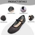 thumbnail image 5 of BLISSFUL STEP Women's Back to School Shoes Round Toe Rhinestone Breathable Mesh Ballet Flats Pumps Black 6, 5 of 7