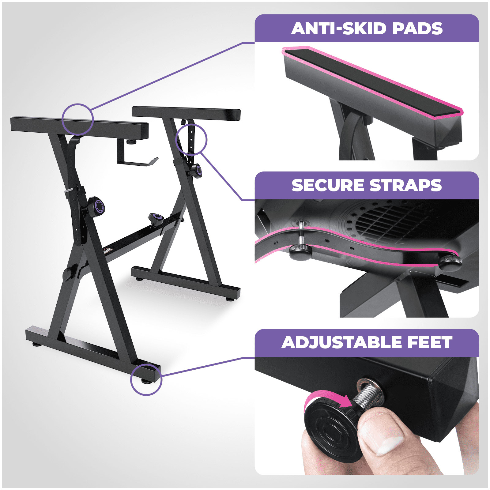 Liquid Stands Keyboard Stand and Bench Set - Portable Heavy Duty Digital Piano Stand for 54-88 Key Electric Pianos & Adjustable Piano Bench, Chair, Seat, Stool - Keyboard Music Accessories (Black)