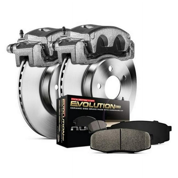 PowerStop Front Stock Replacement Brake Pad and Rotor Kit with Calipers Fits: MITSUBISHI Select Models KCOE1215