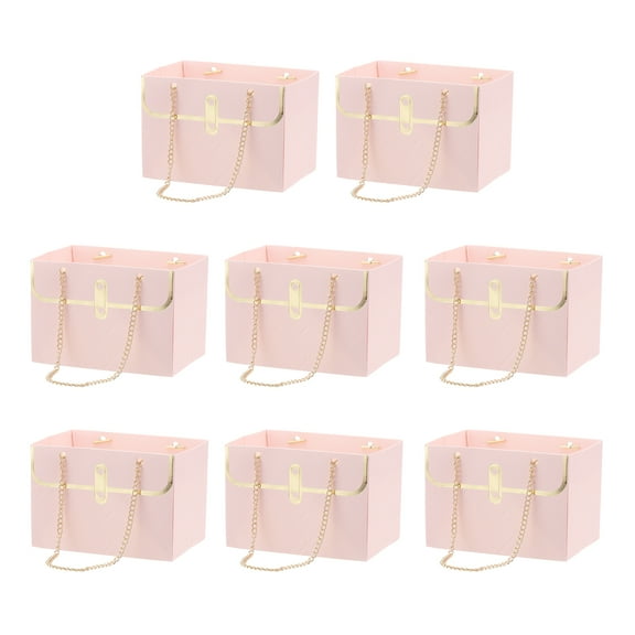 Uxcell Flower Paper Gift Bag, 8PCS Box Storage Florist Supplies Bouquet Gift Wrap, Pink